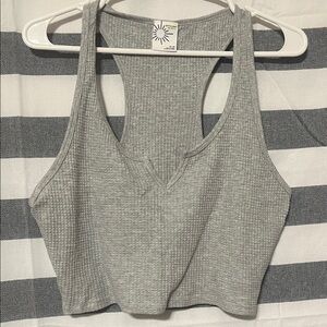 Aerie Gray Waffle Knit Top